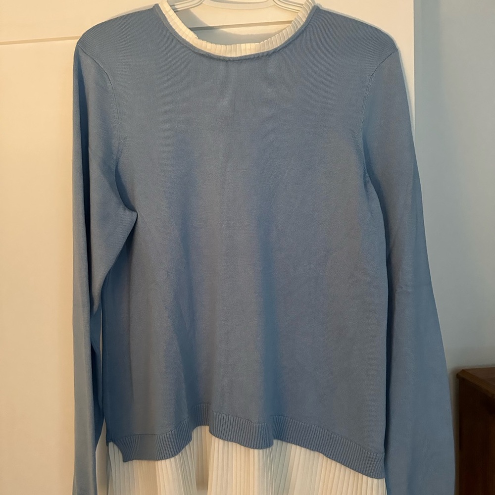 Adrianna Papell Light Blue and White Top size Large or 12